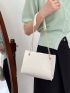 Geometric Pattern Square Bag White Chain Strap For Daily