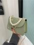 Mini Square Bag Flower Embroidery Faux Pearl Decor Fashionable