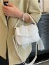 Mini Square Bag Bow & Faux Pearl Decor Flap For Daily