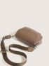 Small Square Bag Brown Flap Adjustable-strap PU