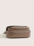 Small Square Bag Brown Flap Adjustable-strap PU