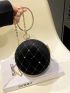 Mini Circle Bag Black Rhinestone Decor For Party