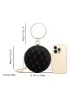 Mini Circle Bag Black Rhinestone Decor For Party