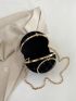 Mini Circle Bag Black Rhinestone Decor For Party