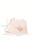 Mini Square Bag Stitch Detail Faux Pearl Decor Flap PU