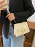 Mini Square Bag Stitch Detail Faux Pearl Decor Flap PU