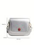 Mini Square Bag Adjustable Strap Flap Metallic PU Funky