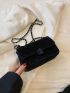 Black Square Bag Elegant Twist Lock Chain PU