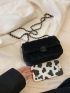 Black Square Bag Elegant Twist Lock Chain PU