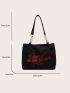 Letter Embroidery Shoulder Tote Bag Canvas Small Zipper