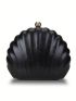 Mini Box Bag Shell Design Clip Top Black Glitter Chain For Party