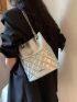 Metal Detail Chain Bucket Bag Funky Silver Quilted Pattern