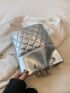 Metal Detail Chain Bucket Bag Funky Silver Quilted Pattern