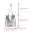 Metal Detail Chain Bucket Bag Funky Silver Quilted Pattern