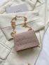 Mini Square Bag Crocodile Embossed Flap Chain Felt