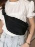 Zip Front Fanny Pack Black Casual Medium