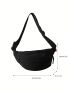 Zip Front Fanny Pack Black Casual Medium