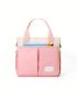 Two Tone Square Bag Patch Detail Double Handle