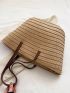 Two Tone Straw Bag Oversized Vacation Stitch Detail