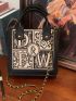 Small Square Bag Letter Embroidery Design Double Handle Chain Strap