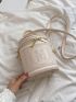 Mini Bucket Bag Letter Embroidery Design Top Handle Zipper