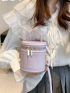 Mini Bucket Bag Letter Embroidery Design Top Handle Zipper