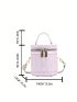 Mini Bucket Bag Letter Embroidery Design Top Handle Zipper