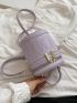 Mini Bucket Bag Letter Embroidery Design Top Handle Zipper