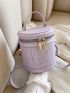 Mini Bucket Bag Letter Embroidery Design Top Handle Zipper