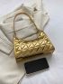 Small Funky Baguette Bag Quilted Metallic Pattern