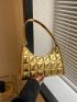 Small Funky Baguette Bag Quilted Metallic Pattern