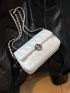 Mini Square Bag Quilted Twist Lock Chain Strap