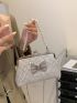 Small Crossbody Bag Faux Pearl & Bow Decor Kiss Lock