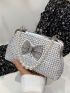 Small Crossbody Bag Faux Pearl & Bow Decor Kiss Lock