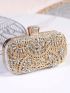 Mini Box Bag Rhinestone Decor Chain Strap Glamorous For Prom, Perfect Bride Purse For Wedding, Prom & Party Events