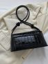 Medium Baguette Bag Crocodile Embossed Flap