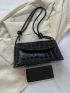 Medium Baguette Bag Crocodile Embossed Flap