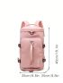 Letter Print Travel Bag Adjustable Strap Pink