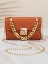 Mini Square Bag Twist Lock Chain Decor Solid Color