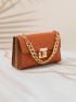 Mini Square Bag Twist Lock Chain Decor Solid Color