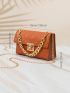 Mini Square Bag Twist Lock Chain Decor Solid Color