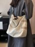 Two Tone Tote Bag Double Handle Casual Style