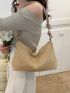 Fashion Women Shoulder Bag Solid Color Simple Underarm Bag Small Handbag Straw Beach Bag