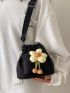 Mini Flower Decor Bucket Bag Drawstring Design