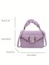 Quilted Square Bag Ruched Handle Small Purple