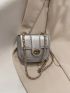 Mini Metallic Funky Square Bag Twist Lock Silver