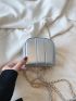 Mini Metallic Funky Square Bag Twist Lock Silver