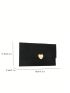 Fashion Felt Clutch Bag, Solid Color Flap Envelope Bag, Women's Heart Shaped Metal Decor Handbag