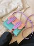 Mini Color Block Messenger Bag Flap Adjustable Strap