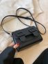 Mini Minimalist Messenger Bag Flap Black Pu